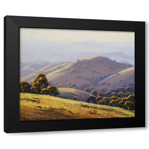Megalong Valley Hill Scape Black Modern Wood Framed Art Print with Double Matting by Gercken, Graham