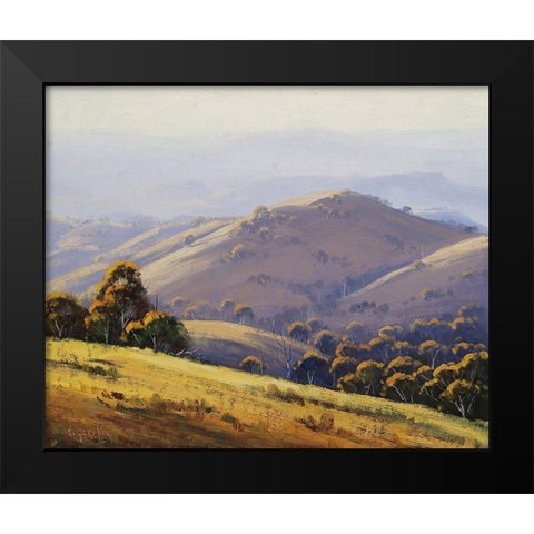 Megalong Valley Hill Scape Black Modern Wood Framed Art Print by Gercken, Graham