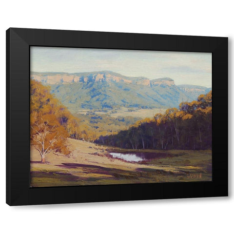 Megalong Valley Dam Black Modern Wood Framed Art Print with Double Matting by Gercken, Graham