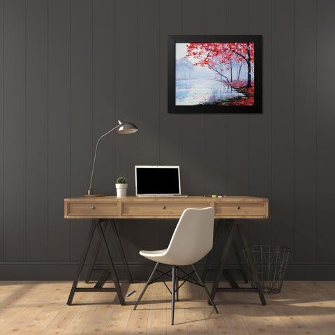 Lake Side Trees Black Modern Wood Framed Art Print by Gercken, Graham