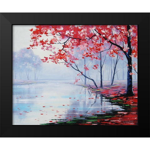 Lake Side Trees Black Modern Wood Framed Art Print by Gercken, Graham