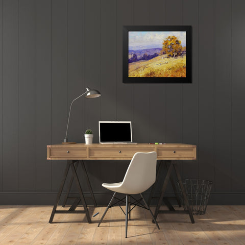 Sheep Grazing Australia Black Modern Wood Framed Art Print by Gercken, Graham