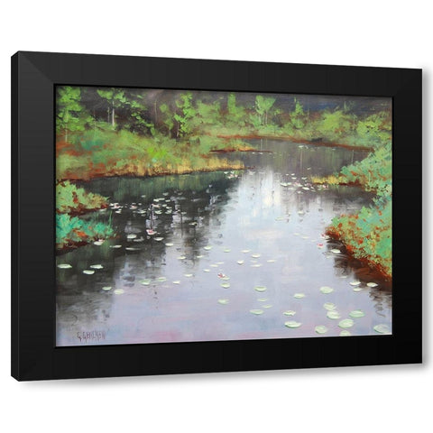 MÃ­sty Lilly Pond Black Modern Wood Framed Art Print with Double Matting by Gercken, Graham