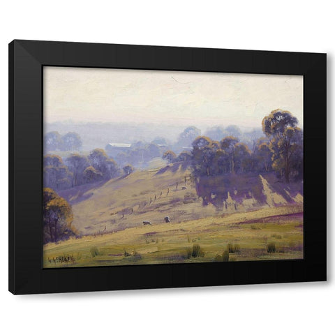 MÃ­sty Morning Corries Bridge Black Modern Wood Framed Art Print with Double Matting by Gercken, Graham