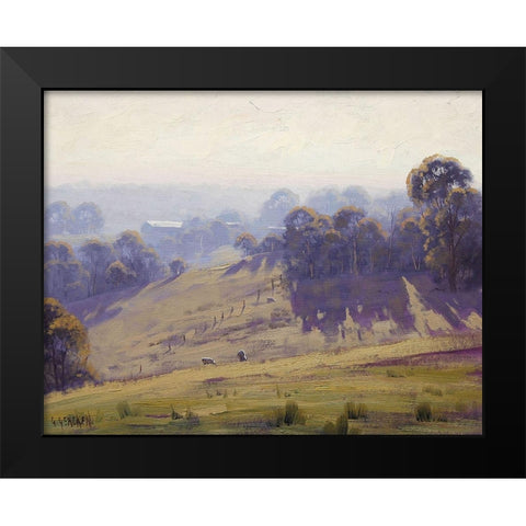 MÃ­sty Morning Corries Bridge Black Modern Wood Framed Art Print by Gercken, Graham