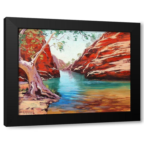 Outback Billabong Black Modern Wood Framed Art Print by Gercken, Graham