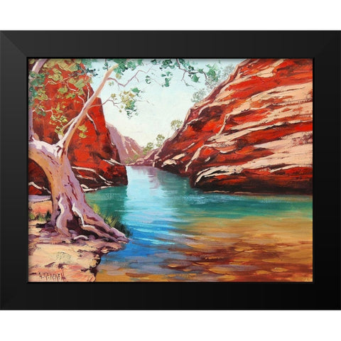 Outback Billabong Black Modern Wood Framed Art Print by Gercken, Graham