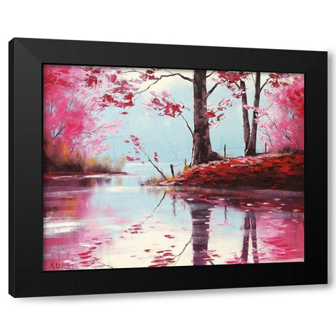 Pink Lake Painting Black Modern Wood Framed Art Print with Double Matting by Gercken, Graham