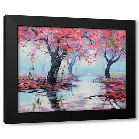 Pink Blossom Tree Black Modern Wood Framed Art Print by Gercken, Graham