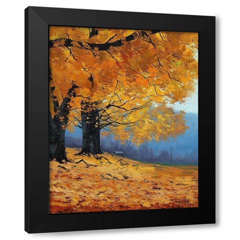 Autumn Leaves Painting Black Modern Wood Framed Art Print by Gercken, Graham