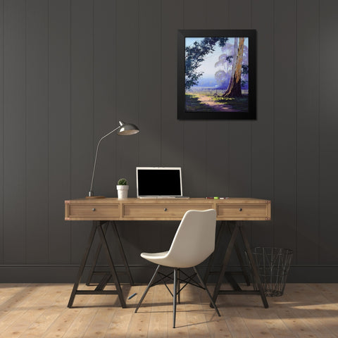 Kangaroo and Gum Tree Black Modern Wood Framed Art Print by Gercken, Graham