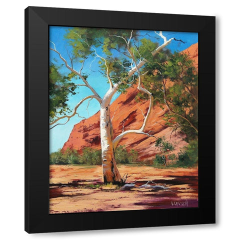 Outback Gum Tree Black Modern Wood Framed Art Print with Double Matting by Gercken, Graham