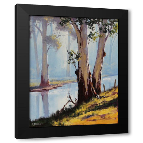 River Gum Trees Black Modern Wood Framed Art Print with Double Matting by Gercken, Graham