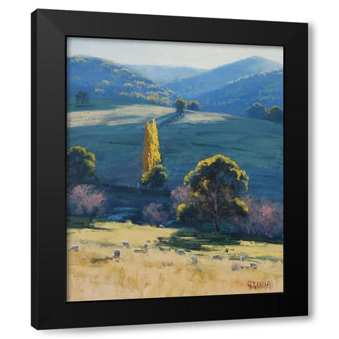 Tarama Sheep Farm Australia Black Modern Wood Framed Art Print with Double Matting by Gercken, Graham