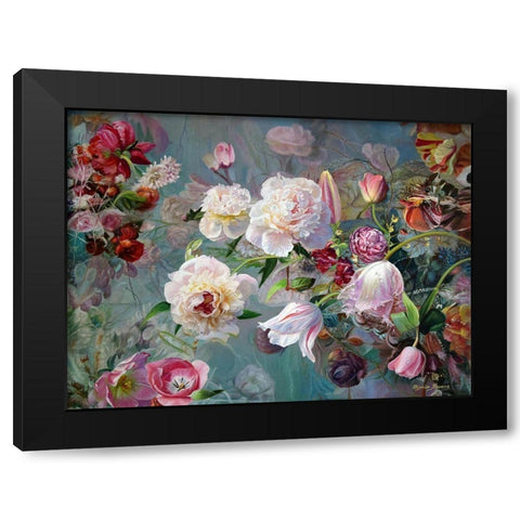 Floral Composition Black Modern Wood Framed Art Print by Kopania, Zbigniew