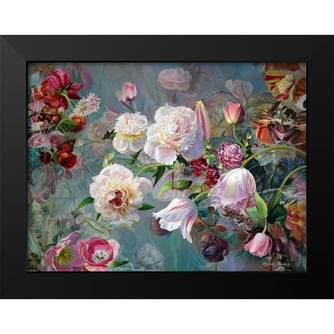 Floral Composition Black Modern Wood Framed Art Print by Kopania, Zbigniew