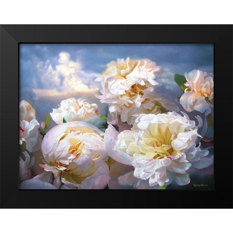 Luminous Peonies Black Modern Wood Framed Art Print by Kopania, Zbigniew