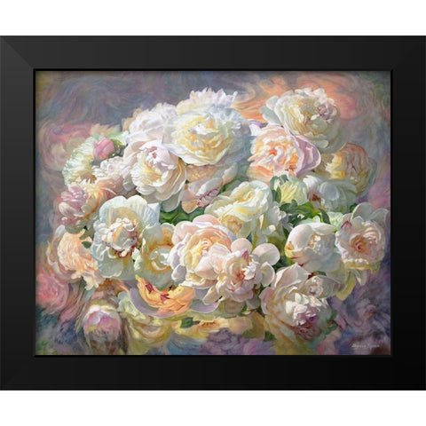 Peonies Composition I Black Modern Wood Framed Art Print by Kopania, Zbigniew