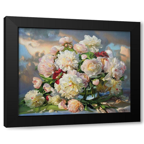 Peonies Dancing with the Clouds Black Modern Wood Framed Art Print with Double Matting by Kopania, Zbigniew