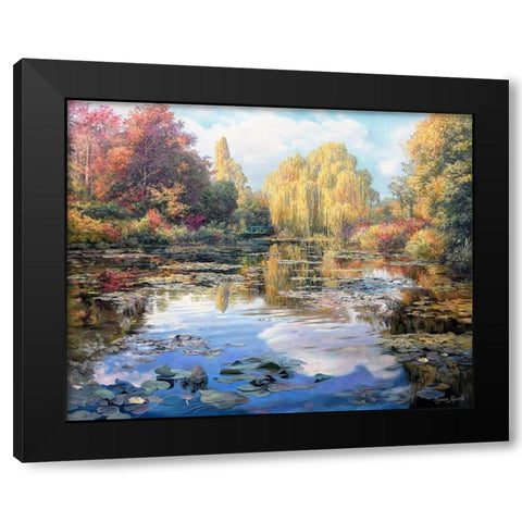 A Garden Monet Style II Black Modern Wood Framed Art Print with Double Matting by Kopania, Zbigniew