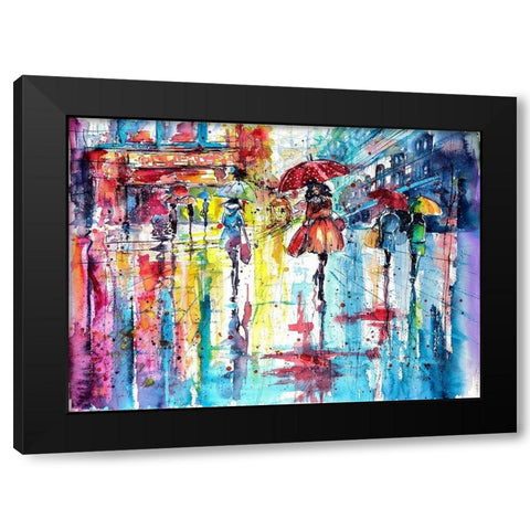 Rain and the Ciry at Fall Black Modern Wood Framed Art Print with Double Matting by Kovacs, Anna Brigite