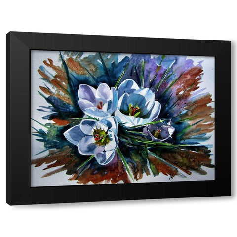 White Crocus Black Modern Wood Framed Art Print with Double Matting by Kovacs, Anna Brigite