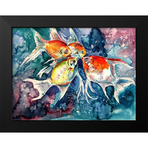 Colorful Fish Black Modern Wood Framed Art Print by Kovacs, Anna Brigite