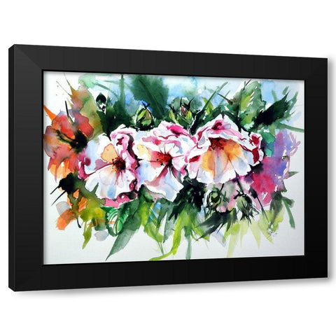 Flowers in the Garden Black Modern Wood Framed Art Print with Double Matting by Kovacs, Anna Brigite