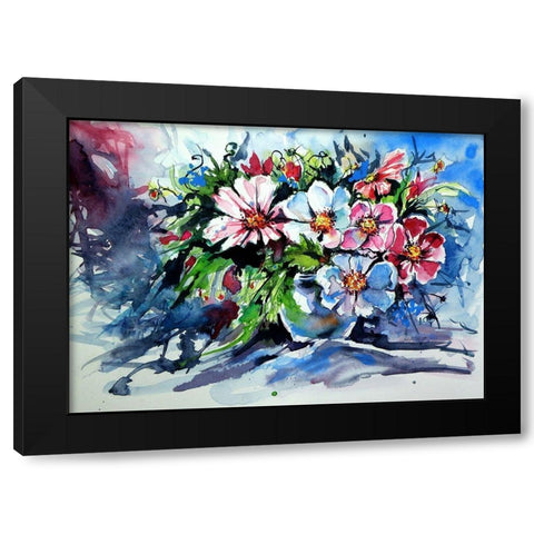 Still Life with Wildflowers Black Modern Wood Framed Art Print by Kovacs, Anna Brigite
