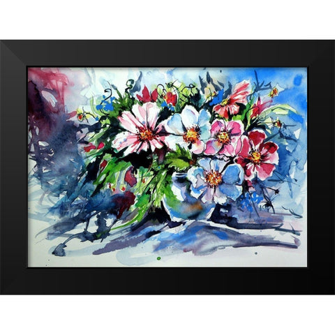 Still Life with Wildflowers Black Modern Wood Framed Art Print by Kovacs, Anna Brigite
