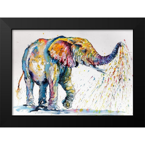 Elephant Shower Black Modern Wood Framed Art Print by Kovacs, Anna Brigite