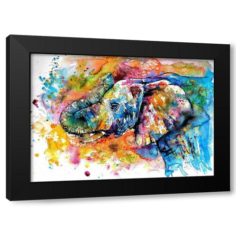 Colorful Elephant  Black Modern Wood Framed Art Print with Double Matting by Kovacs, Anna Brigite