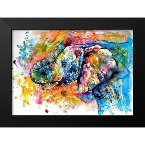 Colorful Elephant  Black Modern Wood Framed Art Print by Kovacs, Anna Brigite