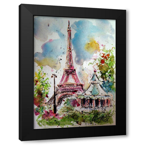 Eifell Tower Black Modern Wood Framed Art Print by Kovacs, Anna Brigite