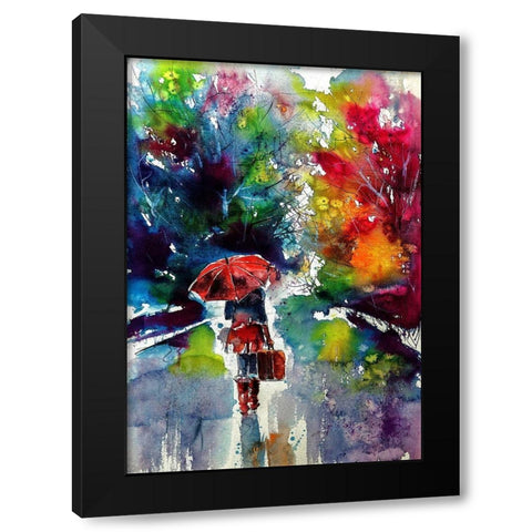 Walk Alone Black Modern Wood Framed Art Print by Kovacs, Anna Brigite
