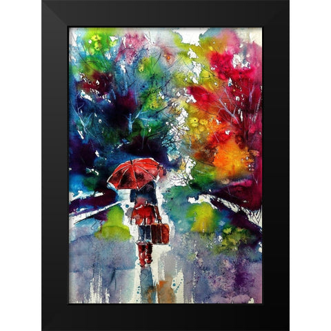 Walk Alone Black Modern Wood Framed Art Print by Kovacs, Anna Brigite