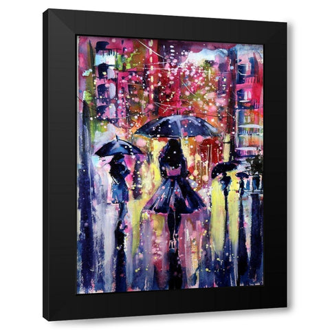 Snowfall in the Evening Black Modern Wood Framed Art Print with Double Matting by Kovacs, Anna Brigite