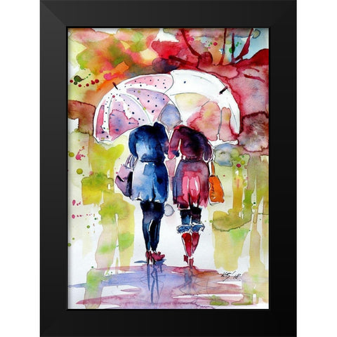 Speaking in the Rain II Black Modern Wood Framed Art Print by Kovacs, Anna Brigite