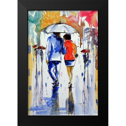Walk in the Rain V Black Modern Wood Framed Art Print by Kovacs, Anna Brigite