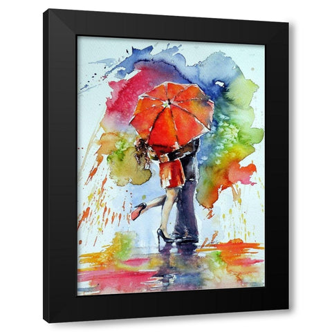 Raining and Love Black Modern Wood Framed Art Print with Double Matting by Kovacs, Anna Brigite