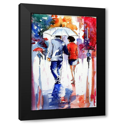Walk in the Rain I Black Modern Wood Framed Art Print by Kovacs, Anna Brigite