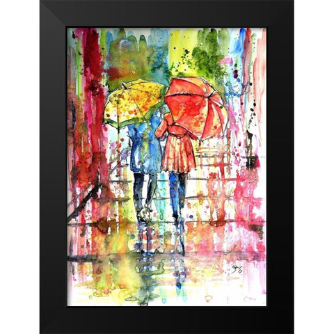 Raining Black Modern Wood Framed Art Print by Kovacs, Anna Brigite