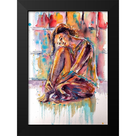 Dreaming Beauty Girl Black Modern Wood Framed Art Print by Kovacs, Anna Brigite