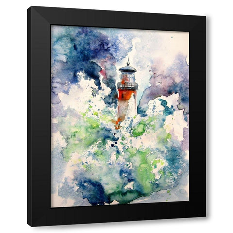 Lighthouse at Storm Black Modern Wood Framed Art Print with Double Matting by Kovacs, Anna Brigite