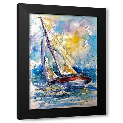 Sailboat in the Wind Black Modern Wood Framed Art Print by Kovacs, Anna Brigite