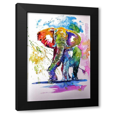Colorful Elephant Black Modern Wood Framed Art Print by Kovacs, Anna Brigite