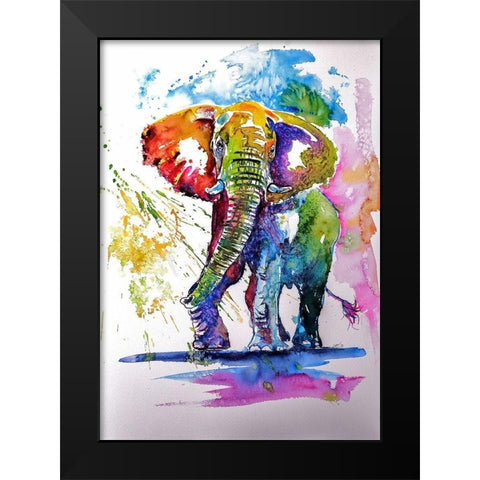 Colorful Elephant Black Modern Wood Framed Art Print by Kovacs, Anna Brigite