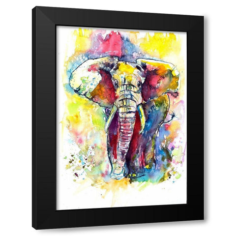 Elephant in the Front Black Modern Wood Framed Art Print by Kovacs, Anna Brigite
