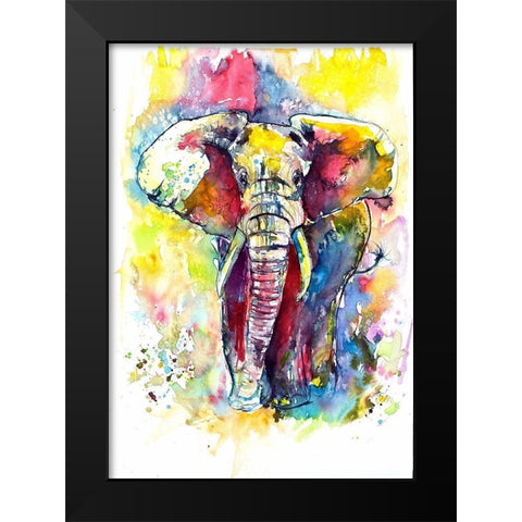 Elephant in the Front Black Modern Wood Framed Art Print by Kovacs, Anna Brigite