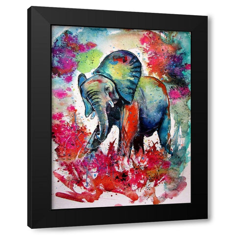 Happy Elephant II Black Modern Wood Framed Art Print with Double Matting by Kovacs, Anna Brigite